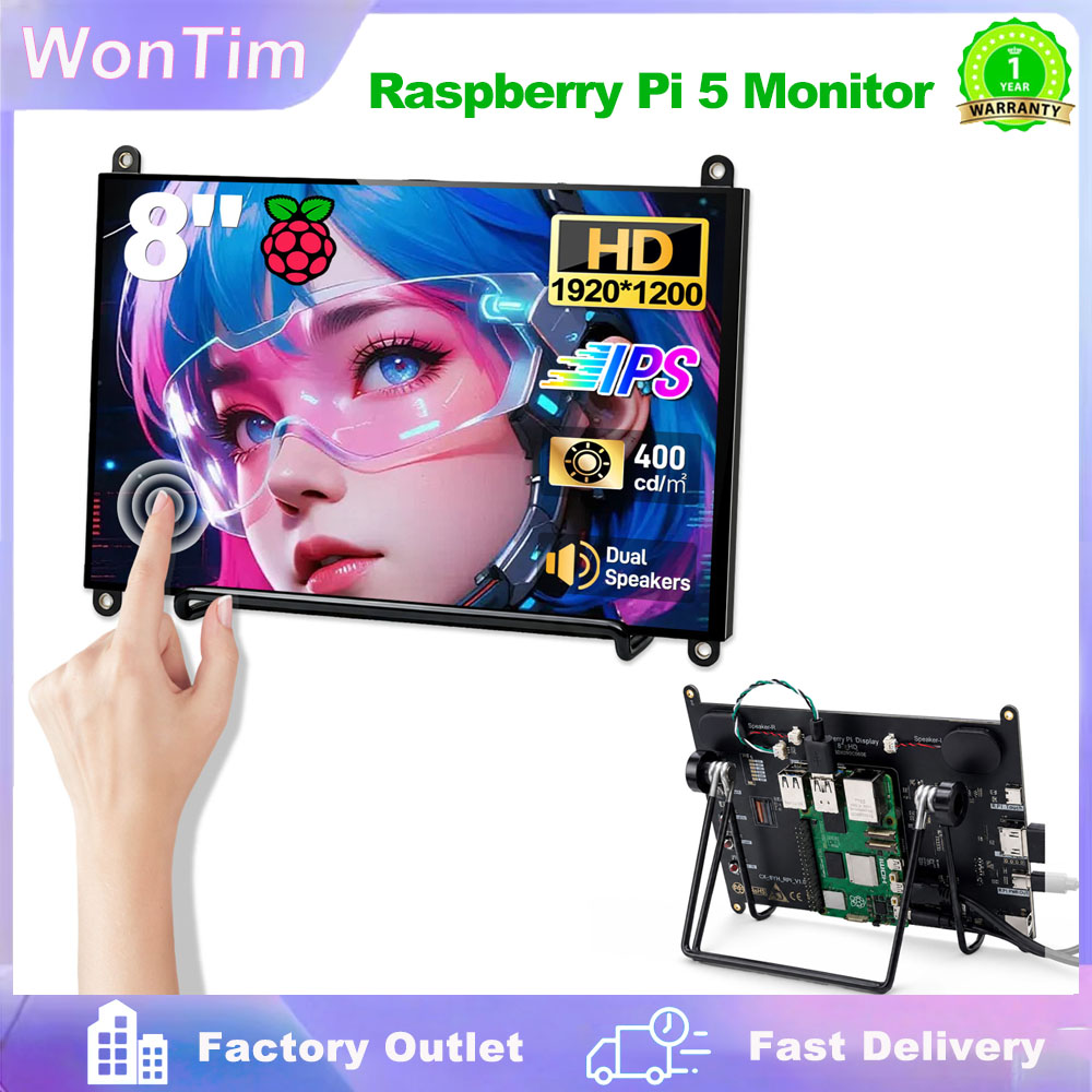 Dual Monitor Desk Setup - Monitor Touchscreen WonTim de 8' para
