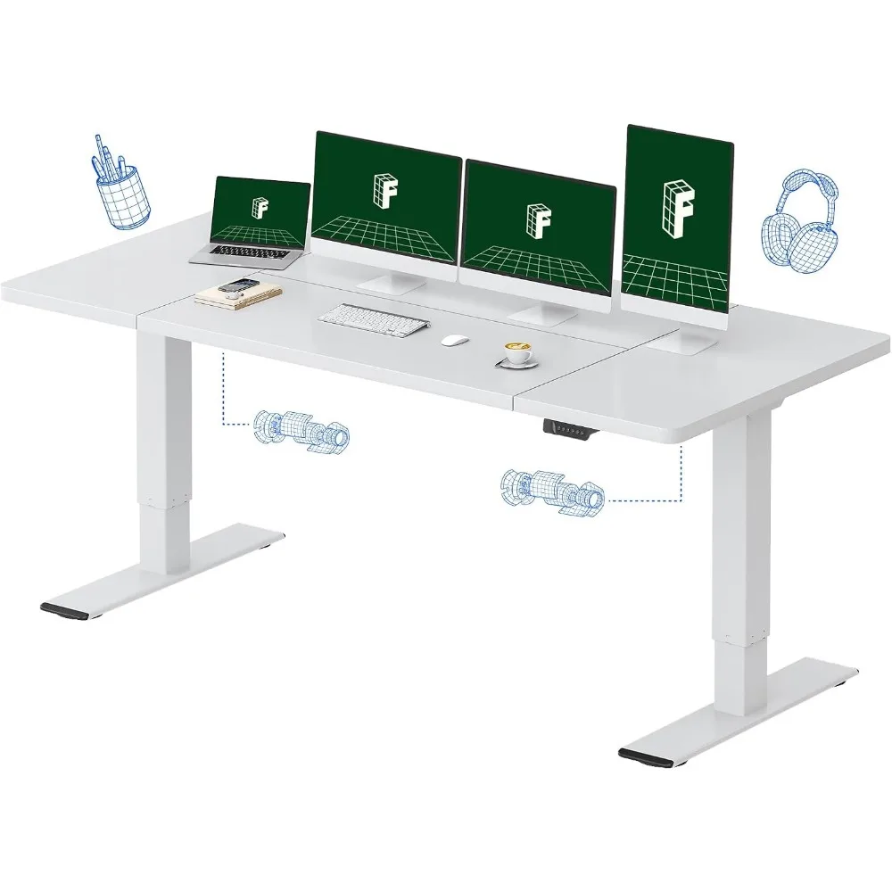 Dual Monitor Desk Setup - FLEXISPOT Mesa Elétrica Ajustável Grande com