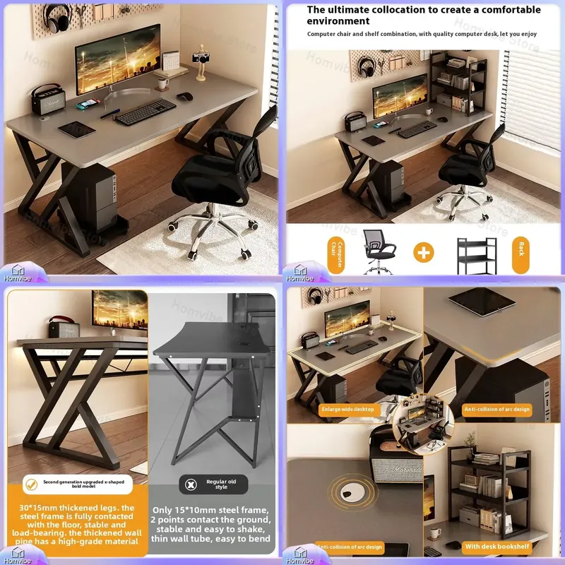 L Shaped Desk Setup - Mesa de Computador Moderna de Madeira